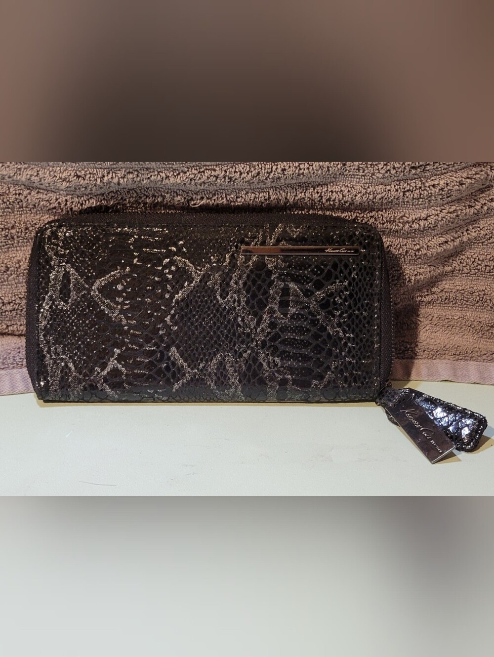 Kenneth Cole Black Snake-Embossed Leather Wallet